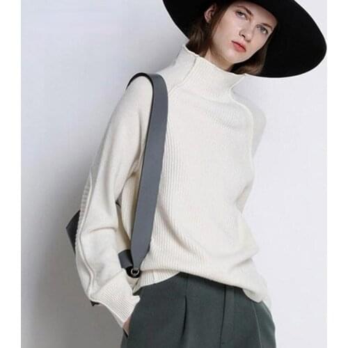 2021 New Autumn and Winter Large Size Knitted Wool Shirt Cashmere Sweater Women High-Collar Thickened Pullovers Loose Sweaters