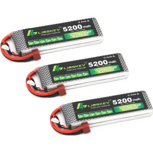 3pcs Limskey Power 7.4V 5200mAh Lipo Battery 2S Battery 30C 2S LiPo 7.4 V 5200 mAh 30C 2S 1P Batterie For RC car RC boat Battery