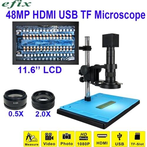 48MP HDMI USB Dual Output Digital Camera Monocular Microscope Continus Zoom TF HD Soldering Mobile Phone Repair Tools