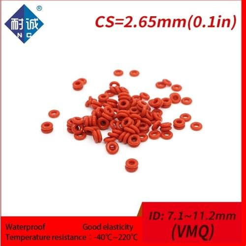 5PCS/lot Silicone rubber oring red VMQ CS 2.65mm ID7.1/7.5/8/8.5/9/9.5/10/10.6/11.2mm O Ring Gasket Silicone O-ring waterproof