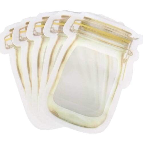 50Pcs Reusable Mason Jar Zipper Bags Snack Food Storage Bag Seal Zip Lock Bags Candy Nuts Cookies Kitchen Organizer