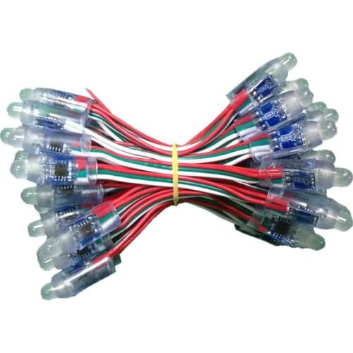 50pcs DC 5V input WS2811 Full Color LED Pixel Light Module 12mm IP68 waterproof RGB color 1903IC Digital LED christmas Light