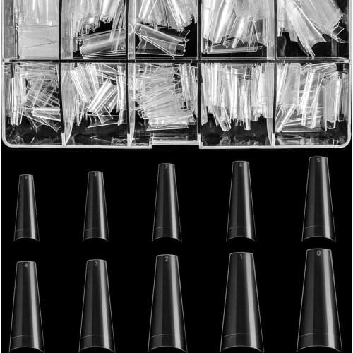 500Pcs Multiple Size False Nail Tips Beauty Convex Transparent Natural Display Palette For Nails Art Design Manicure Tools