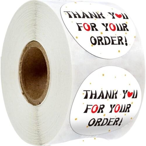 500pcs/roll Round Thank You For Your Order Stickers Handmade Stickers scrapbooking for package adhesive seal labels stationery