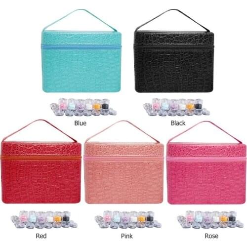 84 Bottles PU Leather Diamond Painting Charms Rhinestones Tool Storage Bag Diamant Diamond Painting Accessories