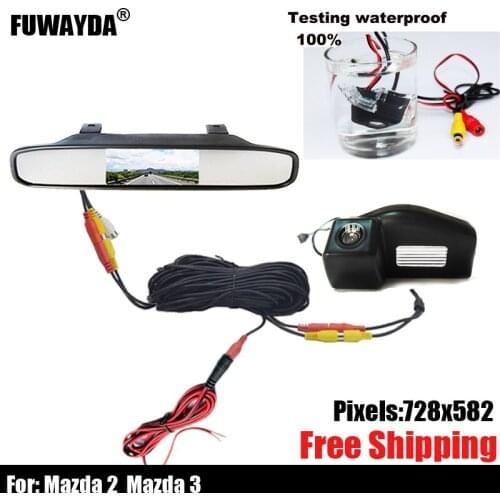 Free shipping!!! SONY CCD Chip Car Rear View Reverse Parking Safety Mirror Image CAMERA for Mazda 2 / Mazda 3 with Guide Line