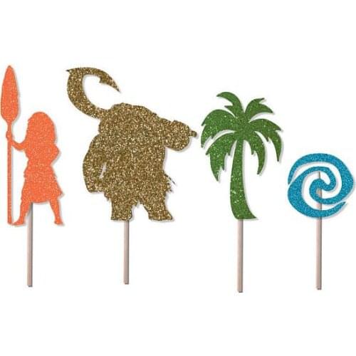 Glitter Moana party birthday cupcake toppers baptism wedding engagement decoration doughnut food treats toothpicks