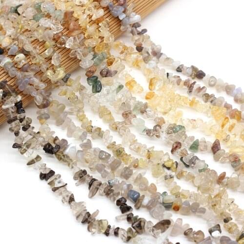 Beads Natural Stone Agate Citrine Rutilated Quartz Gravel Beaded for Jewelry Making DIY Bracelet Necklace Accessories Gift 5-8mm