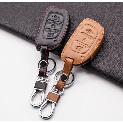 Soft texture leather car key key case cover for Hyundai i10 i20 i30 HB20 IX25 IX35 IX45 3 buttons remote control