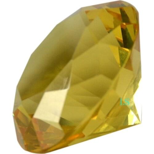 Crysal paper weight 50mm yellow diamond centerpieces 5cm glass diamond for home decor 2 inch paperweight