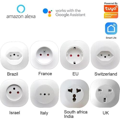 Energy Saving 100-240VAC Tuya Smart Plug Power Control Via App Smart Life EU Type Socket works with Google and Alexa