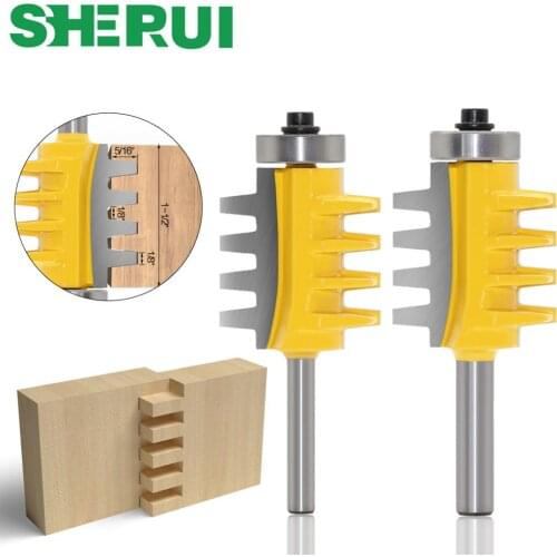 6mm,1/4 inc,8mmShank Rail Reversible Finger Joint Glue Router Bit Cone Tenon Woodwork Cutter Power Tools Wood Router Cutter
