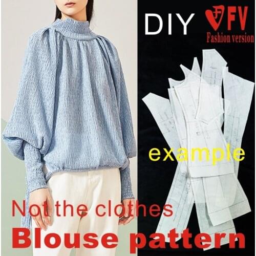 Shirt Pattern Womens Turtleneck Lantern Sleeve Top Sewing Drawing 1:1 Garment Making Pattern BCY-152