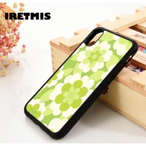 Iretmis 5 5S SE 6 6S TPU Silicone Rubber Phone Case Cover for iPhone 7 8 Plus X Xs 11 12 MINI Pro Max XR green flowers