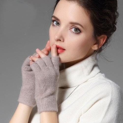 Cashmere Knitted Guantes Fingerless Gloves Autumn Winter Mitten Warm Half Finger Typing Touch Screen Wool Gloves
