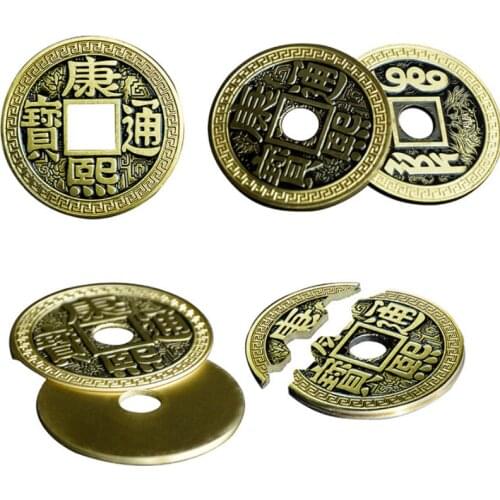 Chinese Palace Coin Folding Bite Coin Restored Flipper Coin Half Shell Gift Toys Illusion Accessories Magic Tricks Gimmick Props