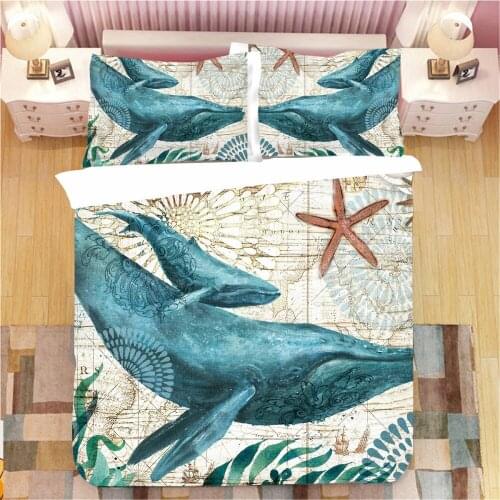 3d Marine Animal Bedding Set Turtle Dolphin Octopus Single and Double Queen King Full Down Bedding Set Home Textile