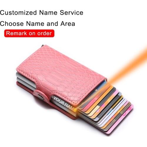 DIENQI Snake Leather Walet Mens Wallet for Cards Red Mini Purse Metal Wallet Double Cardholder Money Bag Vintage Trifold Wallets