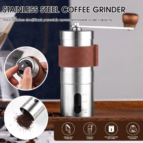 Mini Manual Coffee Grinder Stainless Steel Adjustable Coarseness Hand Coffee Mill Removable Hand Crank Portable Coffee Grinder