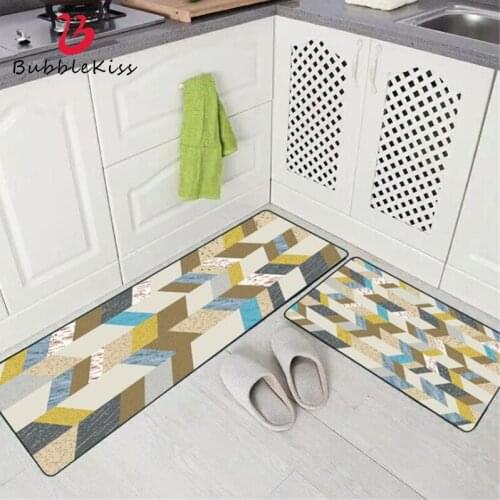 Bubble Kiss Soft European Style Colorful Geometric Pattern Kitchen Mat Anti-Slip Door Mat Entrance Polyester Home Kitchen Mats