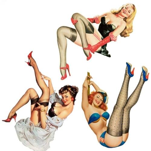 Three Ratels FTC-835# 13X16.9CM Europe And America Retro Girl Pin Up Car Decal Sticker Decoration Stationery Ablum Label