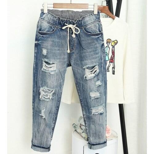 2020 New Summer Plus Size Jeans 5XL Fashion Loose Vintage High Waist Women Jeans Pants Ripped Jeans for Women