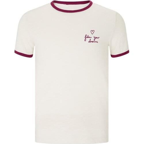 Little Maven New Summer Kids Clothing Short O-neck White Hemming Embroidery Knitted Cotton Letters Big Girls 4T-10T Tshirts