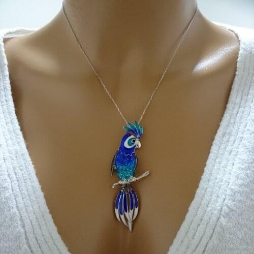 Parrot Necklace 925 Sterling Silver Colourful Parrot Necklace