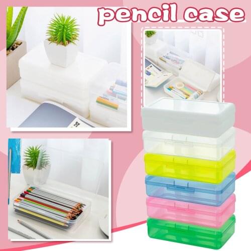 Plastic Pencil Cases Transparent Stationery Storage Box Cute Sketch Art Student Pencil Bag Home Office Pencil cases Tools