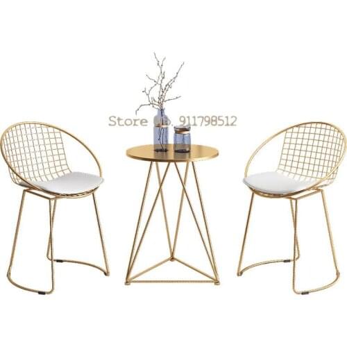 Nordic minimalist net red chair home dining chair balcony leisure table and chair combination stool small round table makeup cha