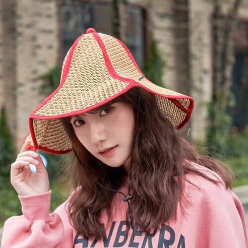 2021 Folding Tide Straw Hats Gardening Beekeeping Nature Wide Brim Beach Sun Hat Men Women Fishing Outdoor Fisherman Cap Boater