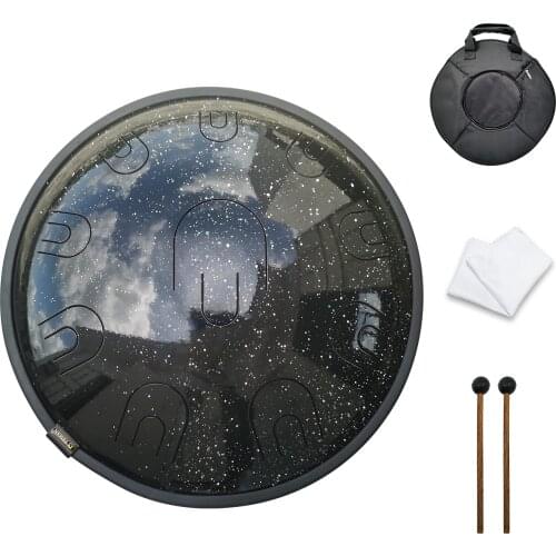 AS TEMAN hue drum steel drum,Starry steel Tongue Drum,16 inch 10 Notes Steel Drums Percussion Instrument with Soft Hand Pan Bag