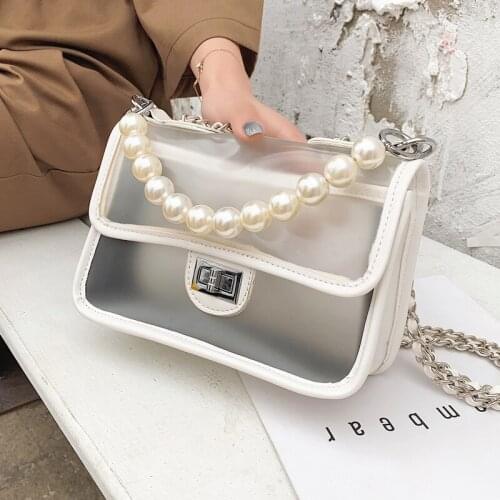Girl Transparent Jelly bag 2019 Fashion New Quality PU Leather Womens Designer Handbag Lock Chain Shoulder Messenger bags A1-62
