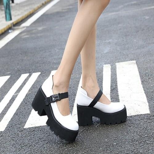 Buckle Wedges High Heels Pumps Women Lolita Cute Punk Shoes Woman Brand New Fashion Lady Sweet Gothic Platform Mary Janes Pumps
