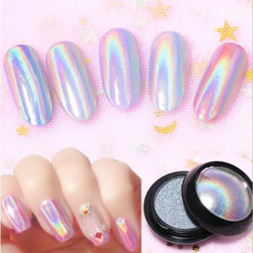 Top Quality Holographic Nail Powder Glitters Holo Laser Rainbow Nail Powder Chrome Dust Manicure Nail Decorations