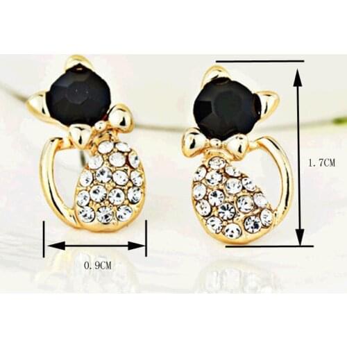 New Fashion Anti Allergy Ear Nail Korean Accessories Cubic Zircon Stainless Steel Cute Kitten Bow Earrings For Women Female 2021