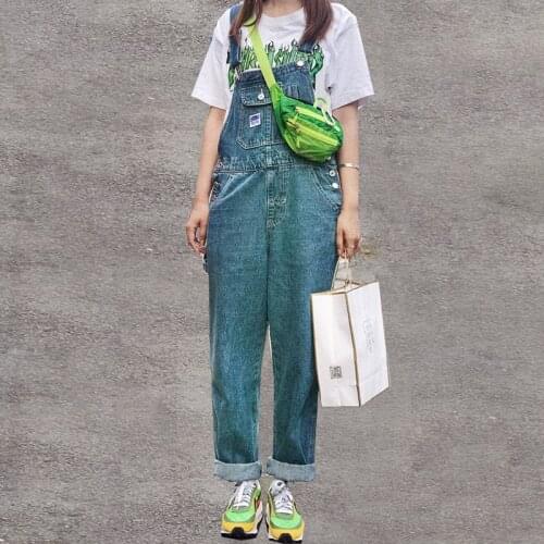 Jumpsuit Women Denim Overalls Womens Loose one-piece Korean Retro jumpsuit large size Loose jeans More sizes 30-44 46