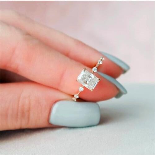 1.8CARAT 8*6mm Radiant Cut 14K Solid Rose Gold Simple Style Moissanite Ring For Women Bridal Anniversary Engagement Fine Jewelry