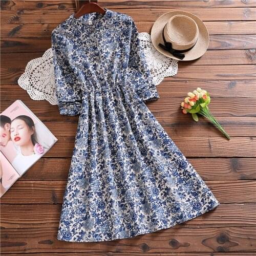 Spring autumn fashion elegant mori girl sweet vestidos mujer new arrival long sleeve corduroy floral dress for women