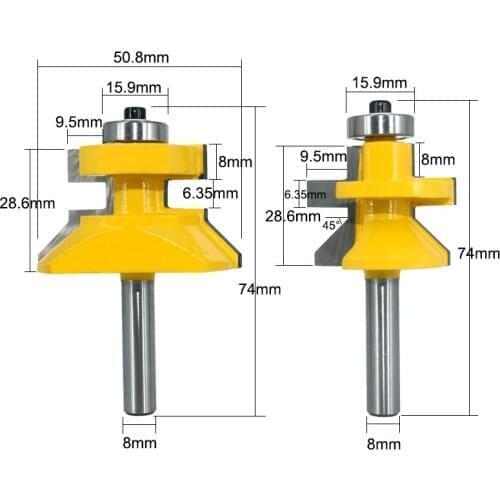 2pcs 8mm Shank 120 Degree Router Bit Set Woodworking Groove Cutters Tungsten Alloy Wood Tenon Milling Cutter Bits Tools 02122