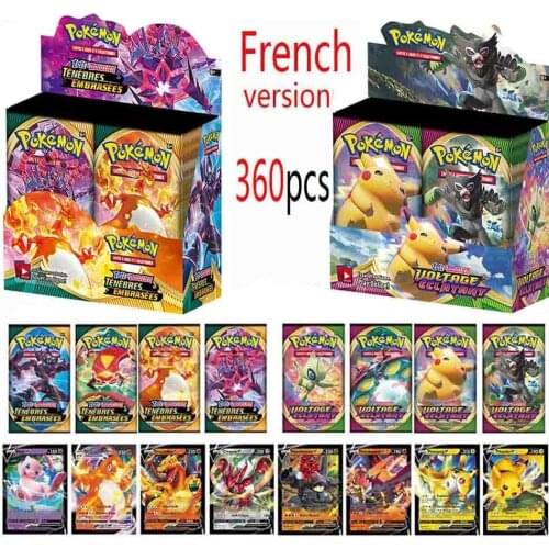 360Pcs French Version Pokemon Cards Darkness Ablaze Vivid Voltage TCG Series Booster Box Collection Trading Card Game Toys