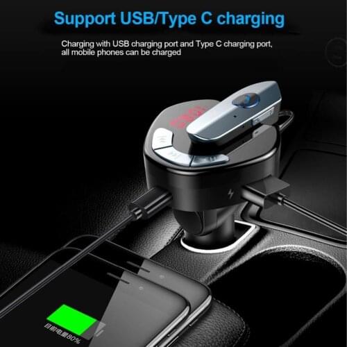 Car Wireless Bluetooth Hands-free MP3 Player USB Charger Adapter with Earphone
