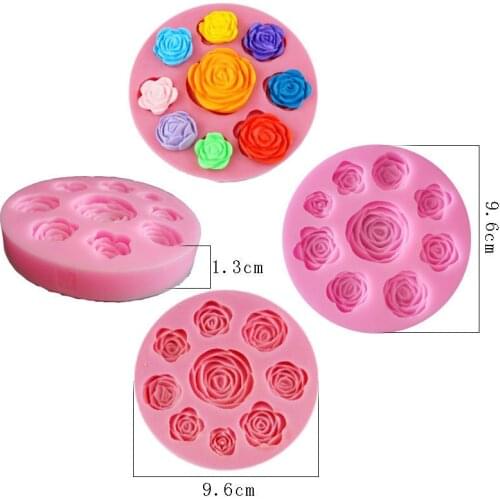 Free Shipping Soft Silicone 9 Even Rose Fondant DIY Mold Chocolate Baking Non-stick Cake Pudding Pastry Mould Tools Gift