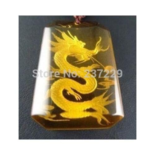 FREE SHIPPING>>>Rare Exquisite carved dragon pendant necklace