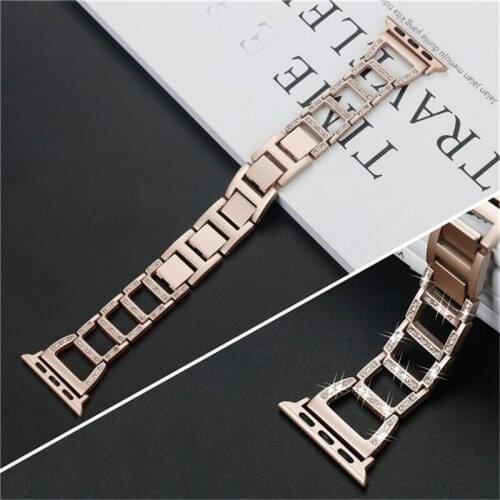 Metal Diamond Bracelet for Apple Watch Band 44mm 42mm iwatch series SE 6 5 4 3 2 1 38mm 40mm Stainless Steel Loop Wrist Strap