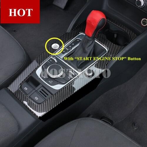 For Audi A3 S3 Carbon Fiber Console Gear Shift Box Frame Trim Cover 2014-2019 1pcs Car Accessories Interior Car Decor