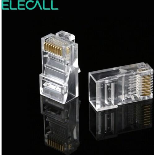 ELECALL 50/100 /200pcs 8 Pin RJ45 Modular Plugs Socket Network Ethernet Crystal Plug RJ45 Connector Adapter