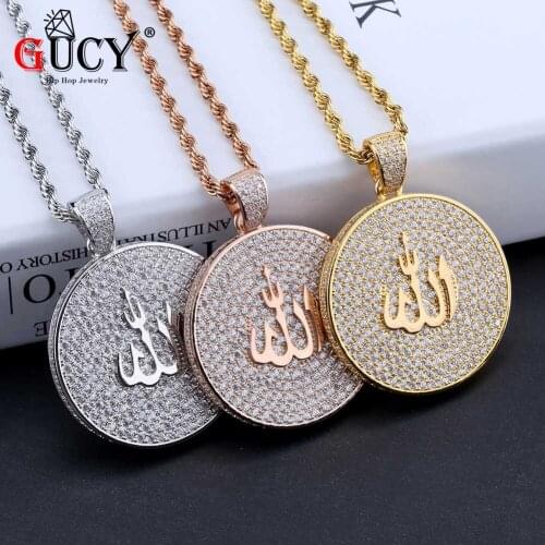 GUCY Hip Hop Jewish Symbol Pendant Necklace Gold Silver Color Micro Pave CZ Stone For Women Men Necklace Charm Punk Jewelry