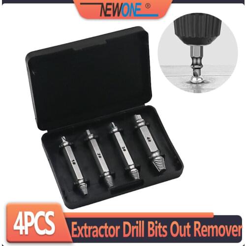 4PCS/Set Disassemble Screws Carpentry Screw Extractor Easy Out Set Remove Broken Bolt 1# 2# 3# 4# Drill Bit Double Side Tool