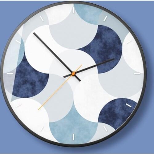 Art abstract wave collision overlay mute living room bar restaurant wall clock mute clock